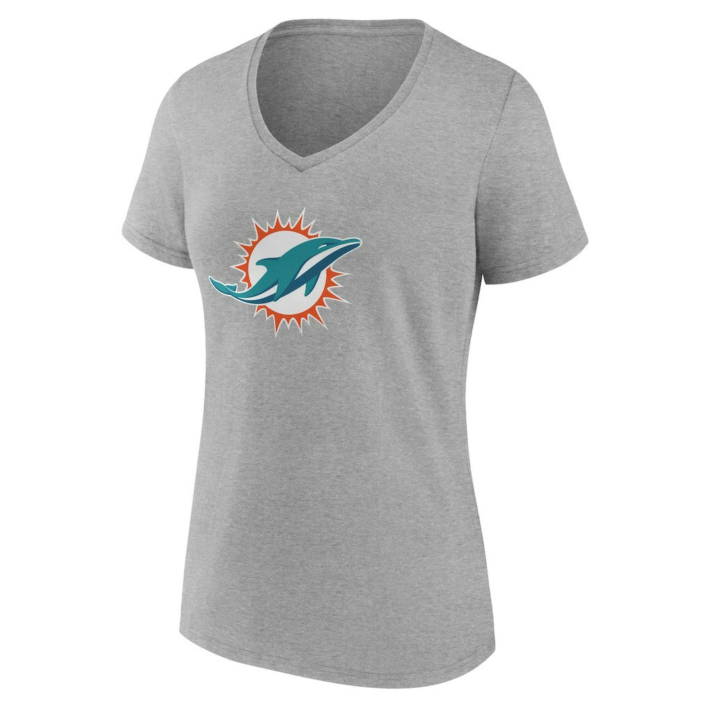 Miami Dolphins Women's Team Authentic Personalized Name & Number V-Neck T-Shirt Gray | NFL
