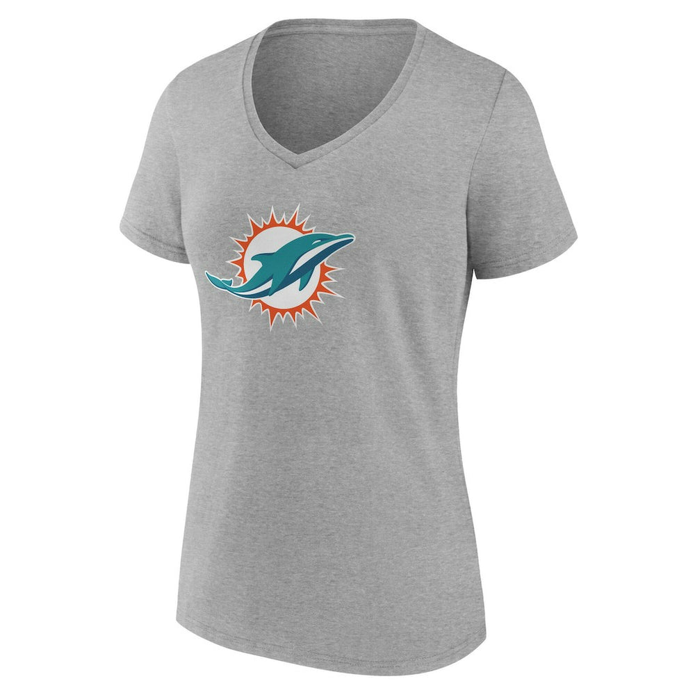 Miami Dolphins Women's Team Authentic Personalized Name & Number V-Neck T-Shirt Gray | NFL