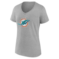 Miami Dolphins Women's Team Authentic Personalized Name & Number V-Neck T-Shirt Gray | NFL