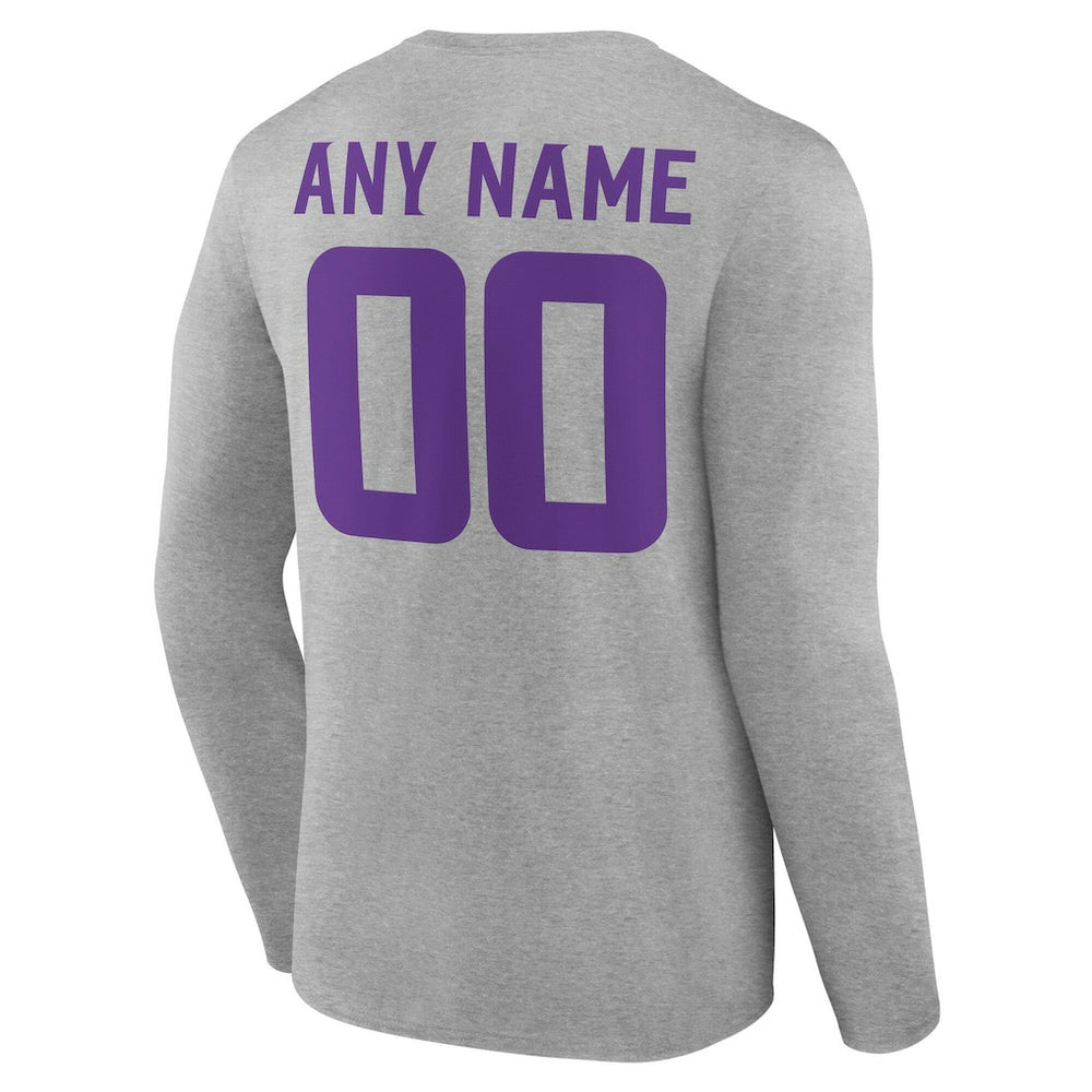 Minnesota Vikings Team Authentic Personalized Name & Number Long Sleeve T-Shirt Gray | NFL