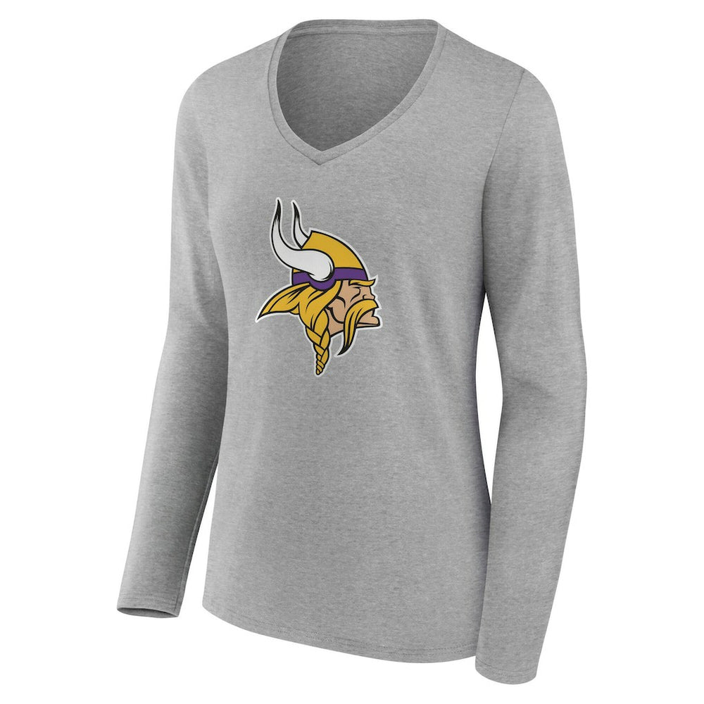 Minnesota Vikings Women's Team Authentic Personalized Name & Number Long Sleeve V-Neck T-Shirt Gray | NFL