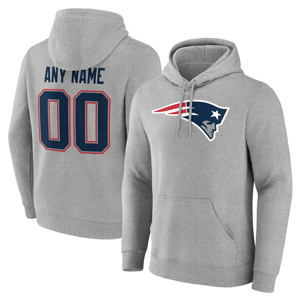 New England Patriots Team Authentic Personalized Name & Number Hoodie Gray | NFL