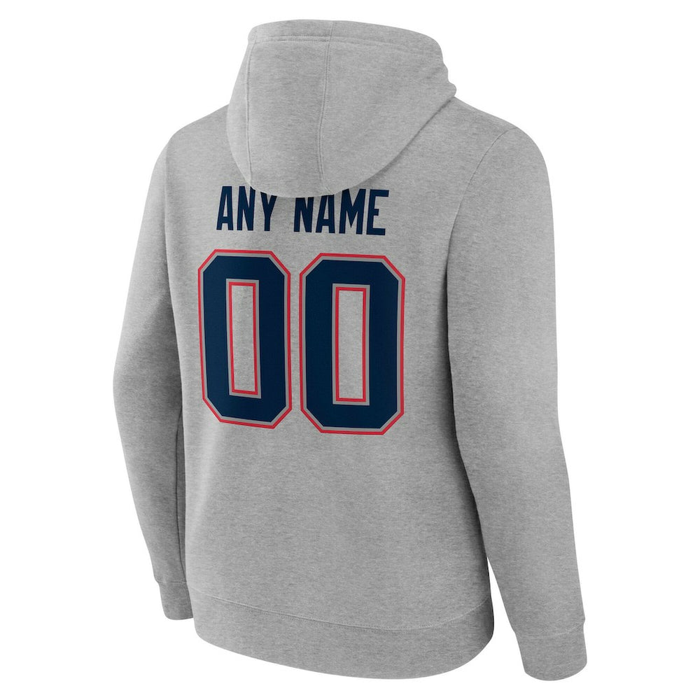 New England Patriots Team Authentic Personalized Name & Number Hoodie Gray | NFL
