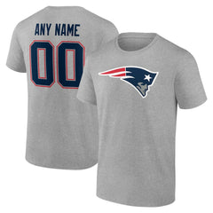 New England Patriots Team Authentic Personalized Name & Number T-Shirt Gray | NFL