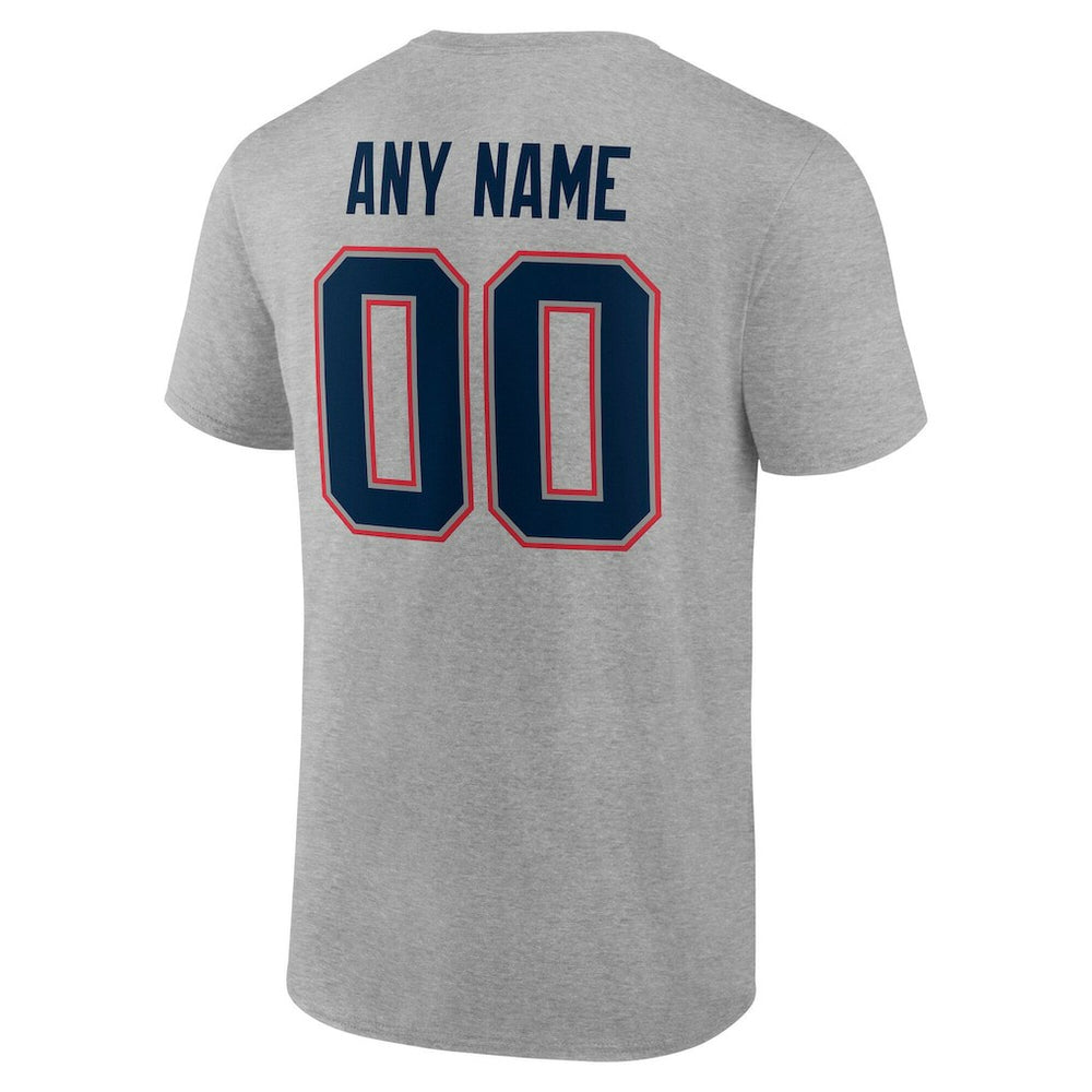 New England Patriots Team Authentic Personalized Name & Number T-Shirt Gray | NFL