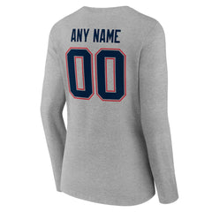 New England Patriots Women's Team Authentic Personalized Name & Number Long Sleeve V-Neck T-Shirt Gray | NFL