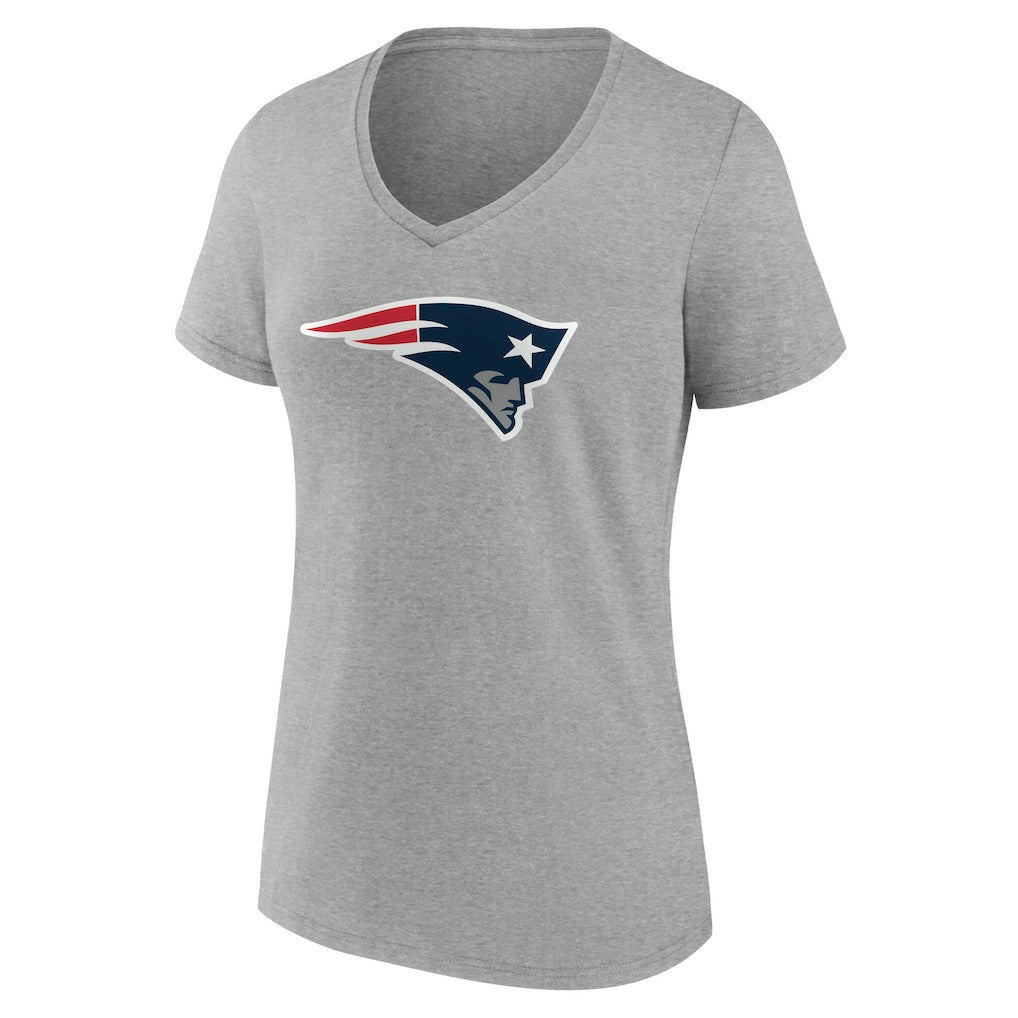 New England Patriots Women's Team Authentic Personalized Name & Number V-Neck T-Shirt Gray | NFL