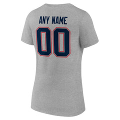New England Patriots Women's Team Authentic Personalized Name & Number V-Neck T-Shirt Gray | NFL