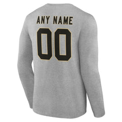 New Orleans Saints Team Authentic Personalized Name & Number Long Sleeve T-Shirt Gray | NFL