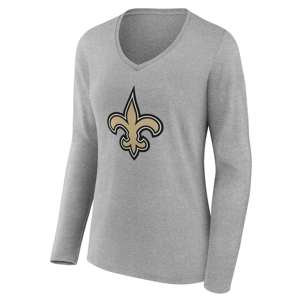New Orleans Saints Women's Team Authentic Personalized Name & Number Long Sleeve V-Neck T-Shirt Gray | NFL