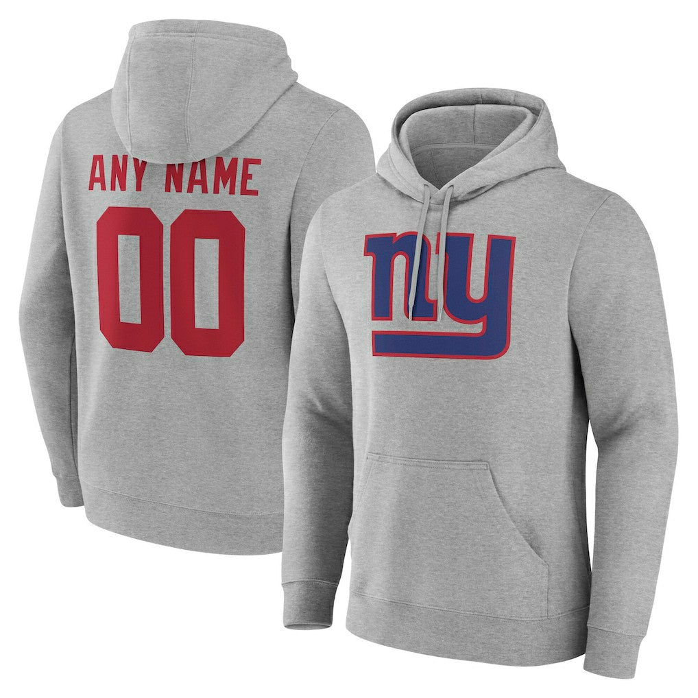 New York Giants Team Authentic Personalized Name & Number Hoodie Gray | NFL