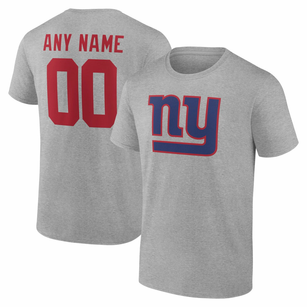 New York Giants Team Authentic Personalized Name & Number T-Shirt Gray | NFL