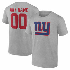 New York Giants Team Authentic Personalized Name & Number T-Shirt Gray | NFL