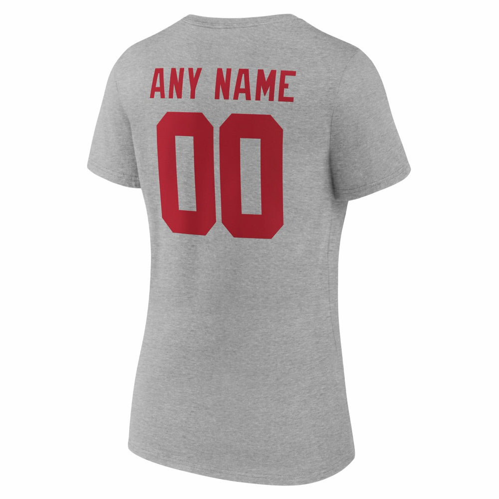 New York Giants Women's Team Authentic Personalized Name & Number V-Neck T-Shirt Gray | NFL