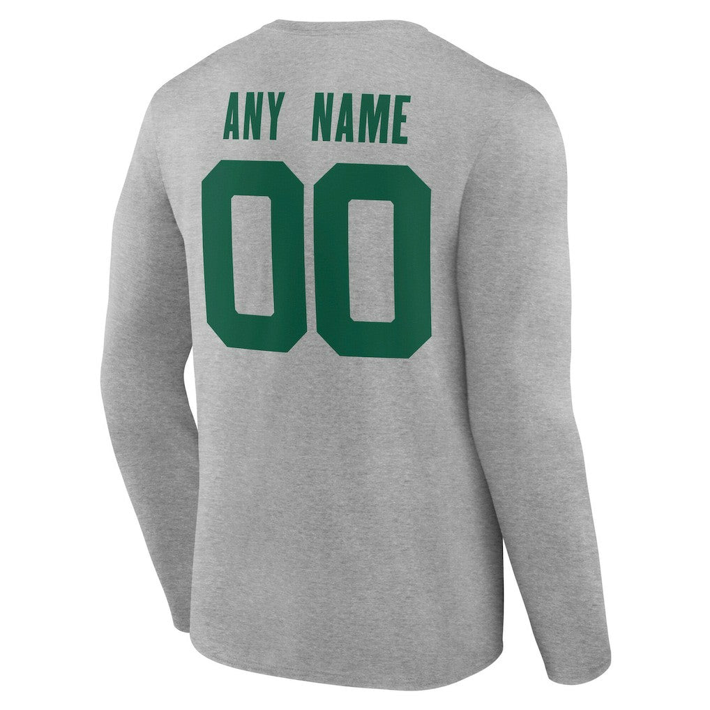 New York Jets Team Authentic Personalized Name & Number Long Sleeve T-Shirt Gray | NFL