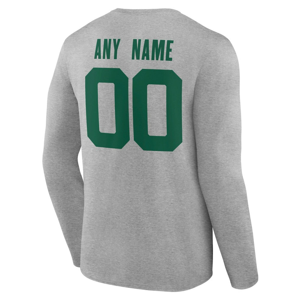 New York Jets Team Authentic Personalized Name & Number Long Sleeve T-Shirt Gray | NFL