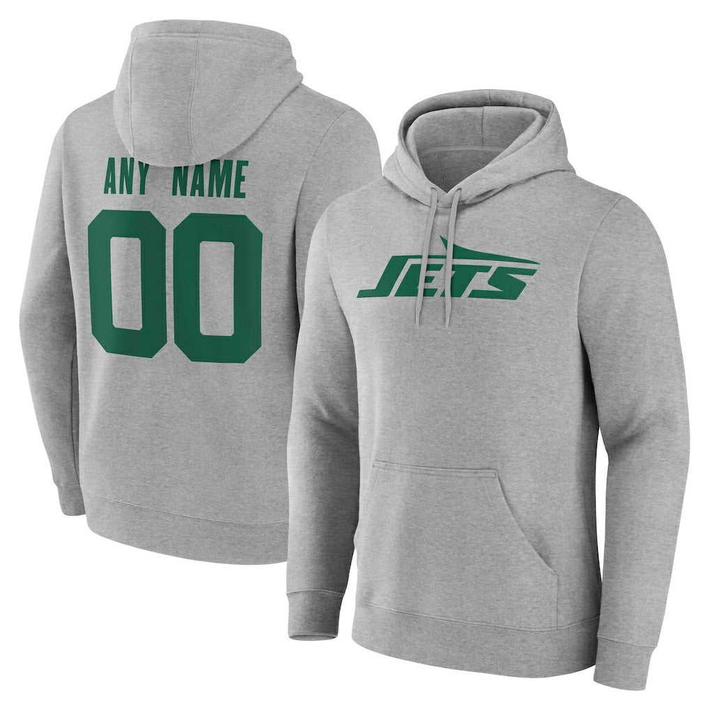 New York Jets Team Authentic Personalized Name & Number Hoodie Gray | NFL