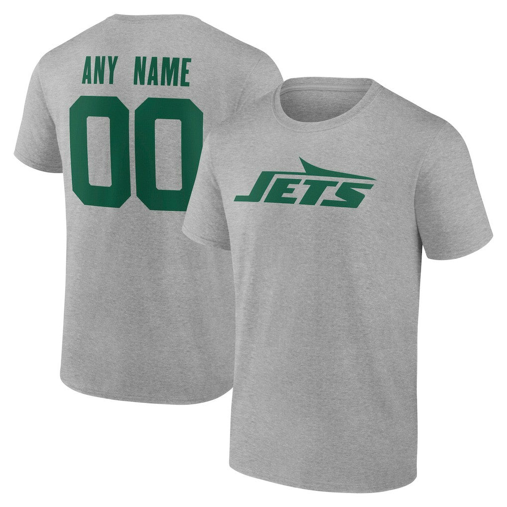 New York Jets Team Authentic Personalized Name & Number T-Shirt Gray | NFL