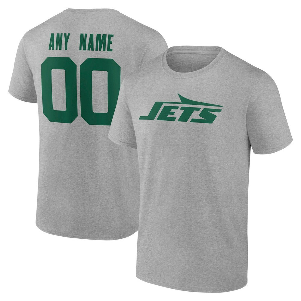 New York Jets Team Authentic Personalized Name & Number T-Shirt Gray | NFL