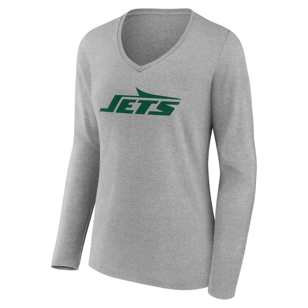 New York Jets Women's Team Authentic Personalized Name & Number Long Sleeve V-Neck T-Shirt Gray | NFL