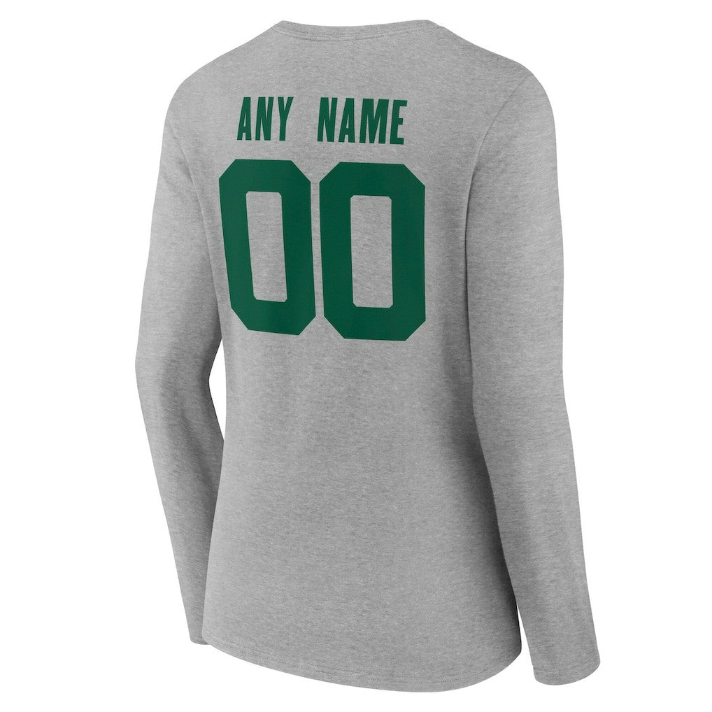 New York Jets Women's Team Authentic Personalized Name & Number Long Sleeve V-Neck T-Shirt Gray | NFL