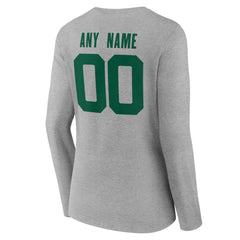 New York Jets Women's Team Authentic Personalized Name & Number Long Sleeve V-Neck T-Shirt Gray | NFL