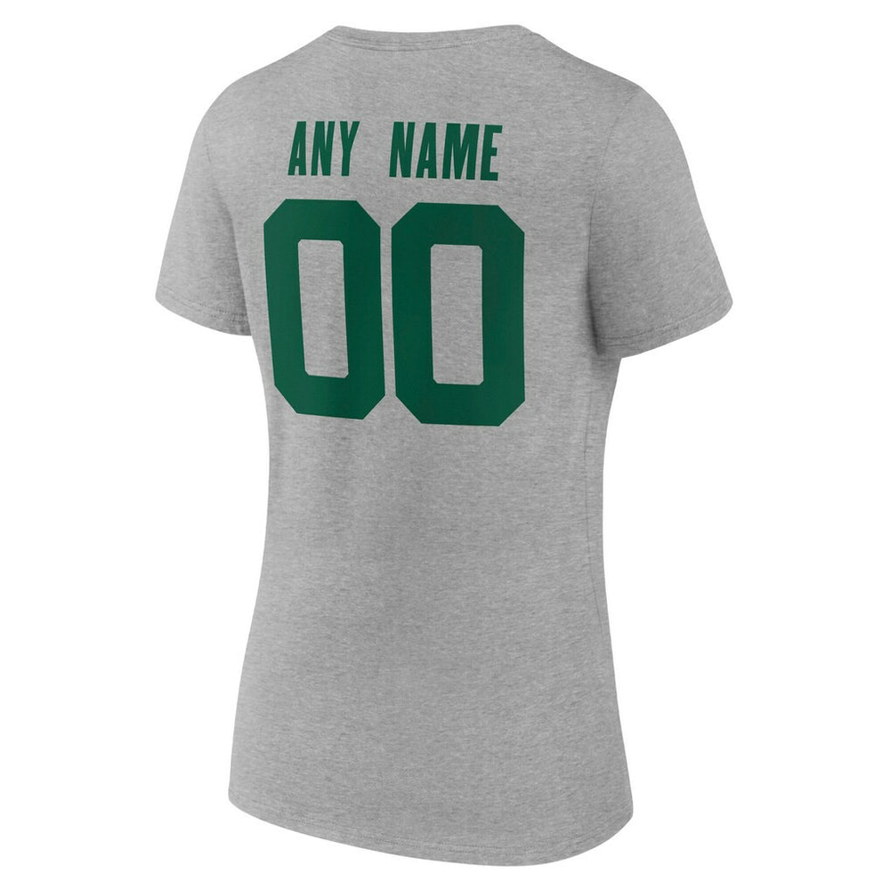 New York Jets Women's Team Authentic Personalized Name & Number V-Neck T-Shirt Gray | NFL