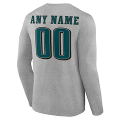 Philadelphia Eagles Team Authentic Personalized Name & Number Long Sleeve T-Shirt Gray | NFL