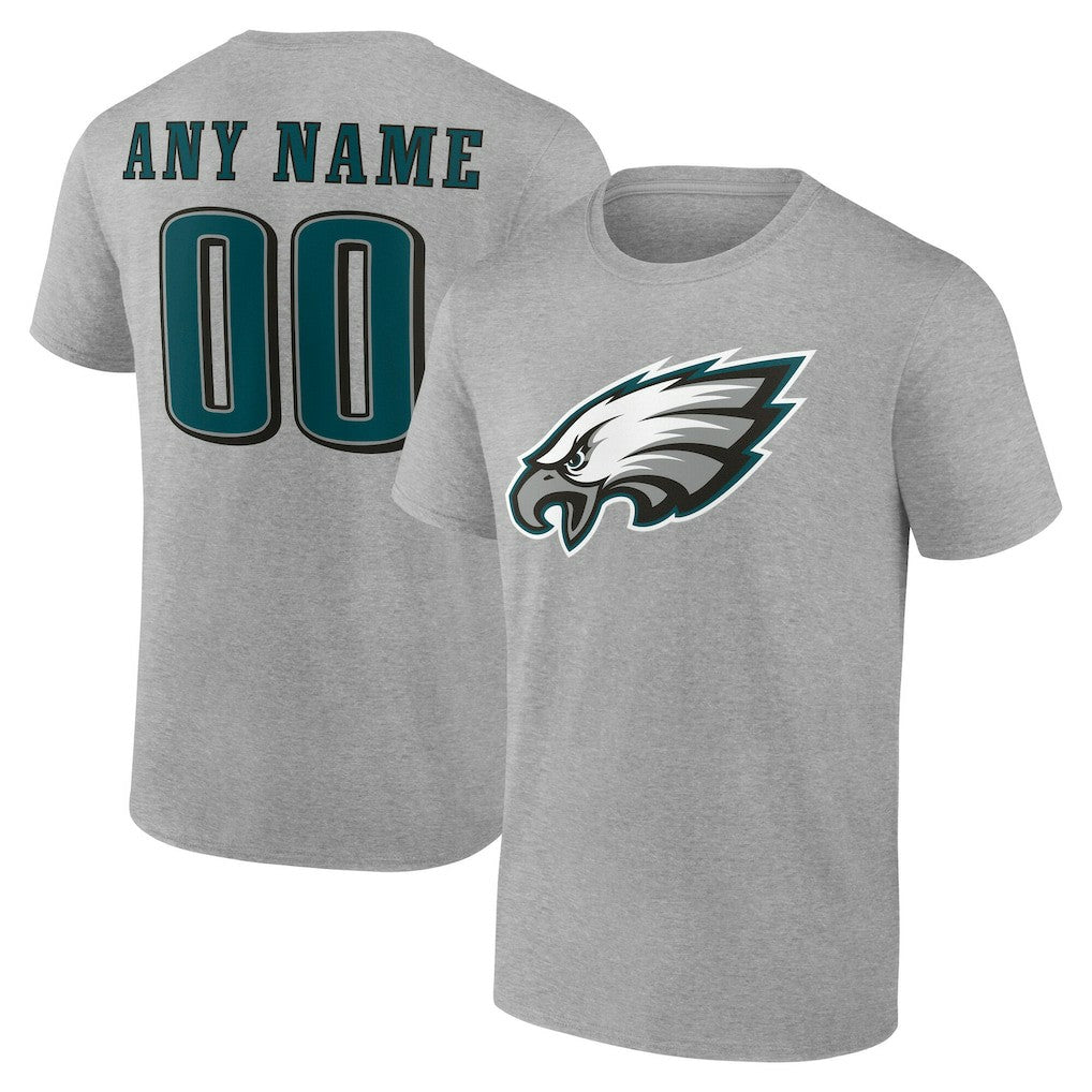 Philadelphia Eagles Team Authentic Personalized Name & Number T-Shirt Gray | NFL