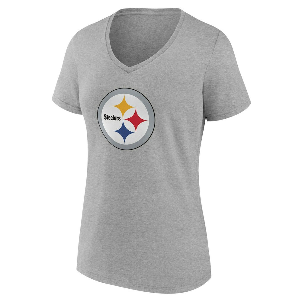 Pittsburgh Steelers Women's Team Authentic Personalized Name & Number V-Neck T-Shirt Gray | NFL
