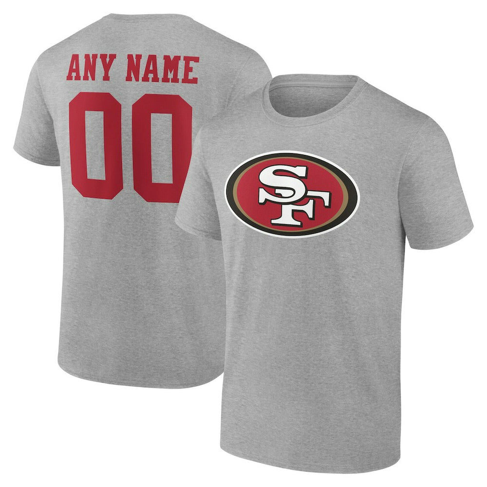 San Francisco 49ers Team Authentic Personalized Name & Number T-Shirt Gray | NFL