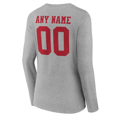 San Francisco 49ers Women's Team Authentic Personalized Name & Number Long Sleeve V-Neck T-Shirt Gray | NFL