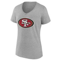 San Francisco 49ers Women's Team Authentic Personalized Name & Number V-Neck T-Shirt Gray | NFL