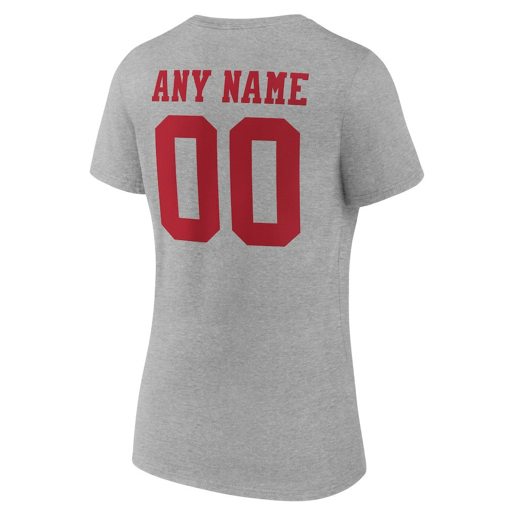 San Francisco 49ers Women's Team Authentic Personalized Name & Number V-Neck T-Shirt Gray | NFL