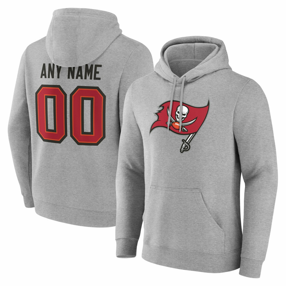 Tampa Bay Buccaneers Team Authentic Personalized Name & Number Hoodie Gray | NFL