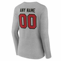 Tampa Bay Buccaneers Women's Team Authentic Personalized Name & Number Long Sleeve V-Neck T-Shirt Gray | NFL