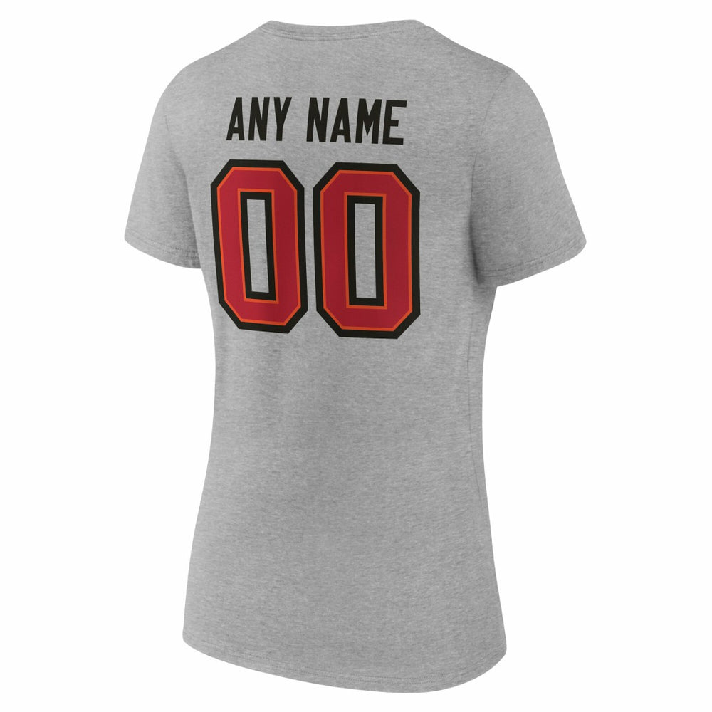 Tampa Bay Buccaneers Women's Team Authentic Personalized Name & Number V-Neck T-Shirt Gray | NFL