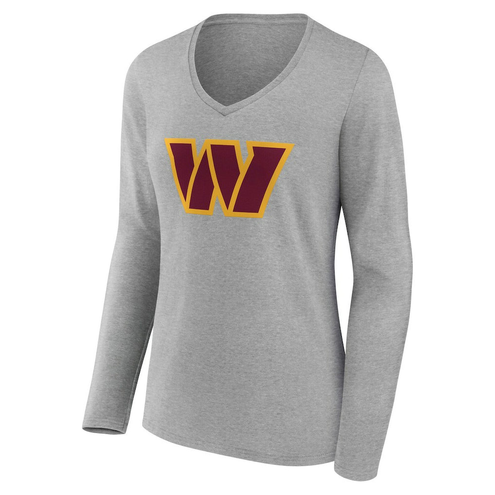 Washington Commanders Women's Team Authentic Personalized Name & Number Long Sleeve V-Neck T-Shirt Gray | NFL