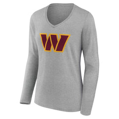 Washington Commanders Women's Team Authentic Personalized Name & Number Long Sleeve V-Neck T-Shirt Gray | NFL