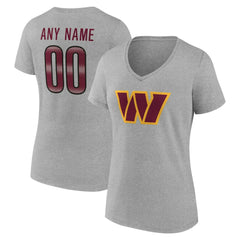 Washington Commanders Women's Team Authentic Personalized Name & Number V-Neck T-Shirt Gray | NFL