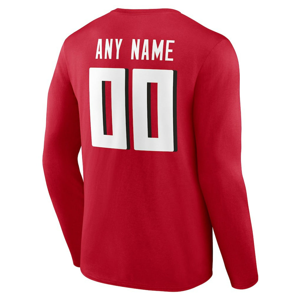 Atlanta Falcons Team Authentic Personalized Name & Number Long Sleeve T-Shirt Red | NFL