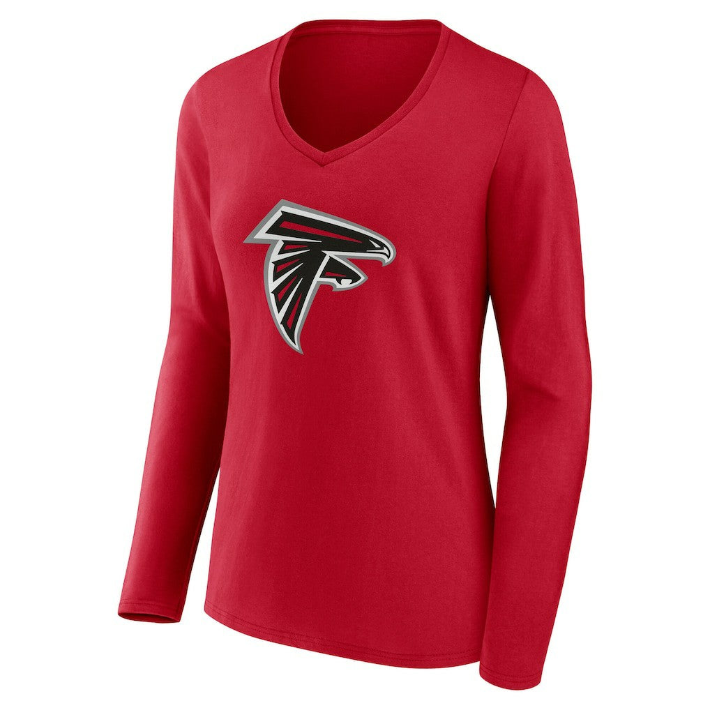 Atlanta Falcons Women's Team Authentic Personalized Name & Number Long Sleeve V-Neck T-Shirt Red | NFL