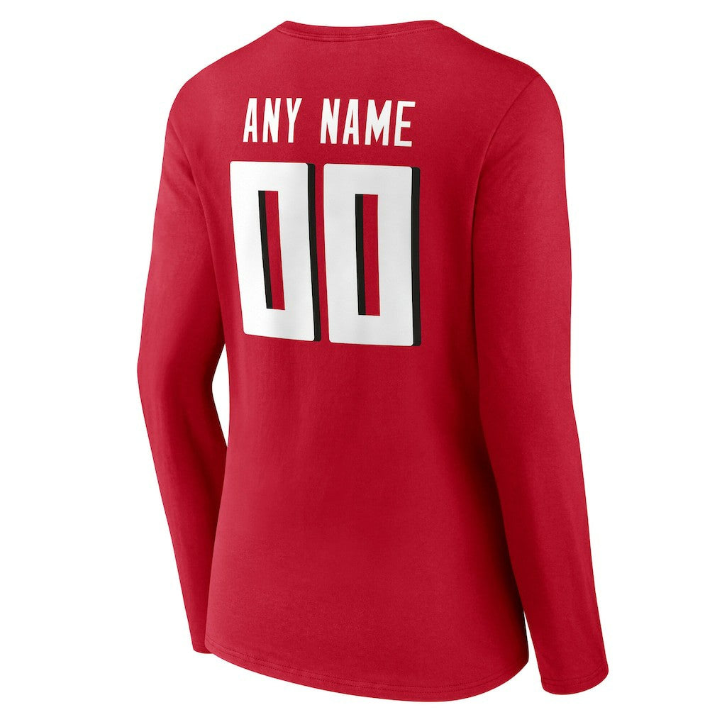 Atlanta Falcons Women's Team Authentic Personalized Name & Number Long Sleeve V-Neck T-Shirt Red | NFL