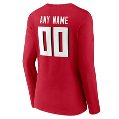 Atlanta Falcons Women's Team Authentic Personalized Name & Number Long Sleeve V-Neck T-Shirt Red | NFL