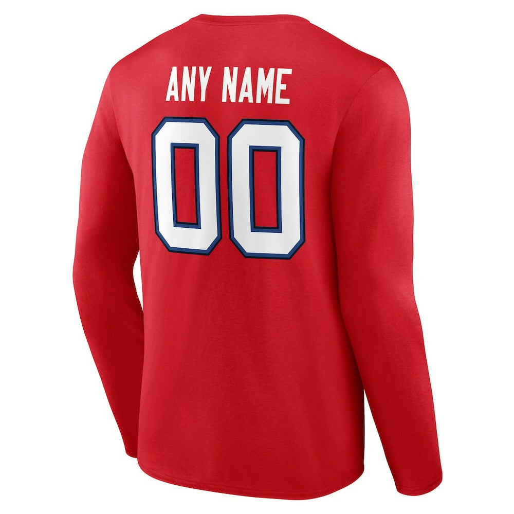 Buffalo Bills Team Authentic Personalized Name & Number Long Sleeve T-Shirt Red | NFL