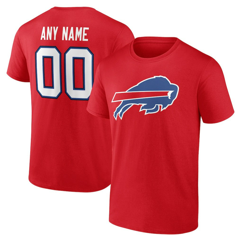 Buffalo Bills Team Authentic Personalized Name & Number T-Shirt Red | NFL
