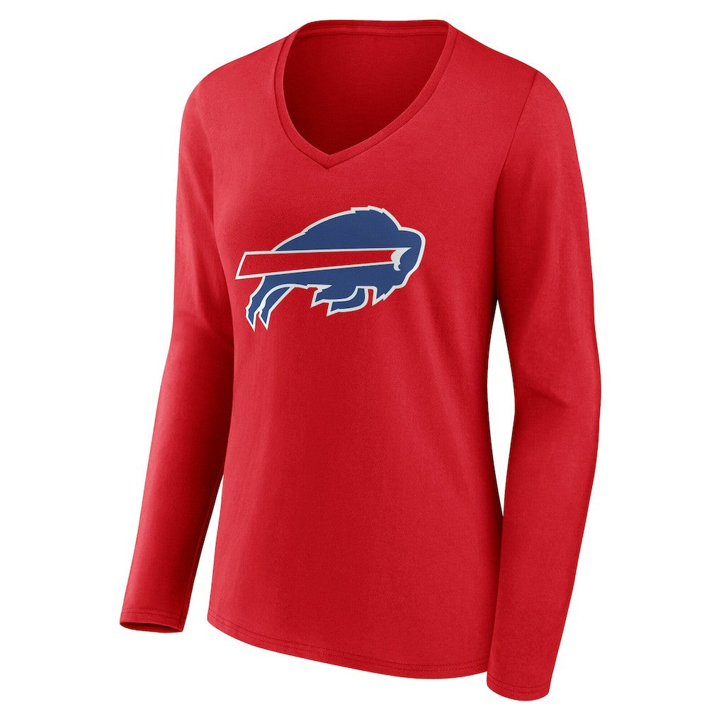 Buffalo Bills Women's Team Authentic Personalized Name & Number Long Sleeve V-Neck T-Shirt Red | NFL