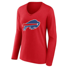 Buffalo Bills Women's Team Authentic Personalized Name & Number Long Sleeve V-Neck T-Shirt Red | NFL