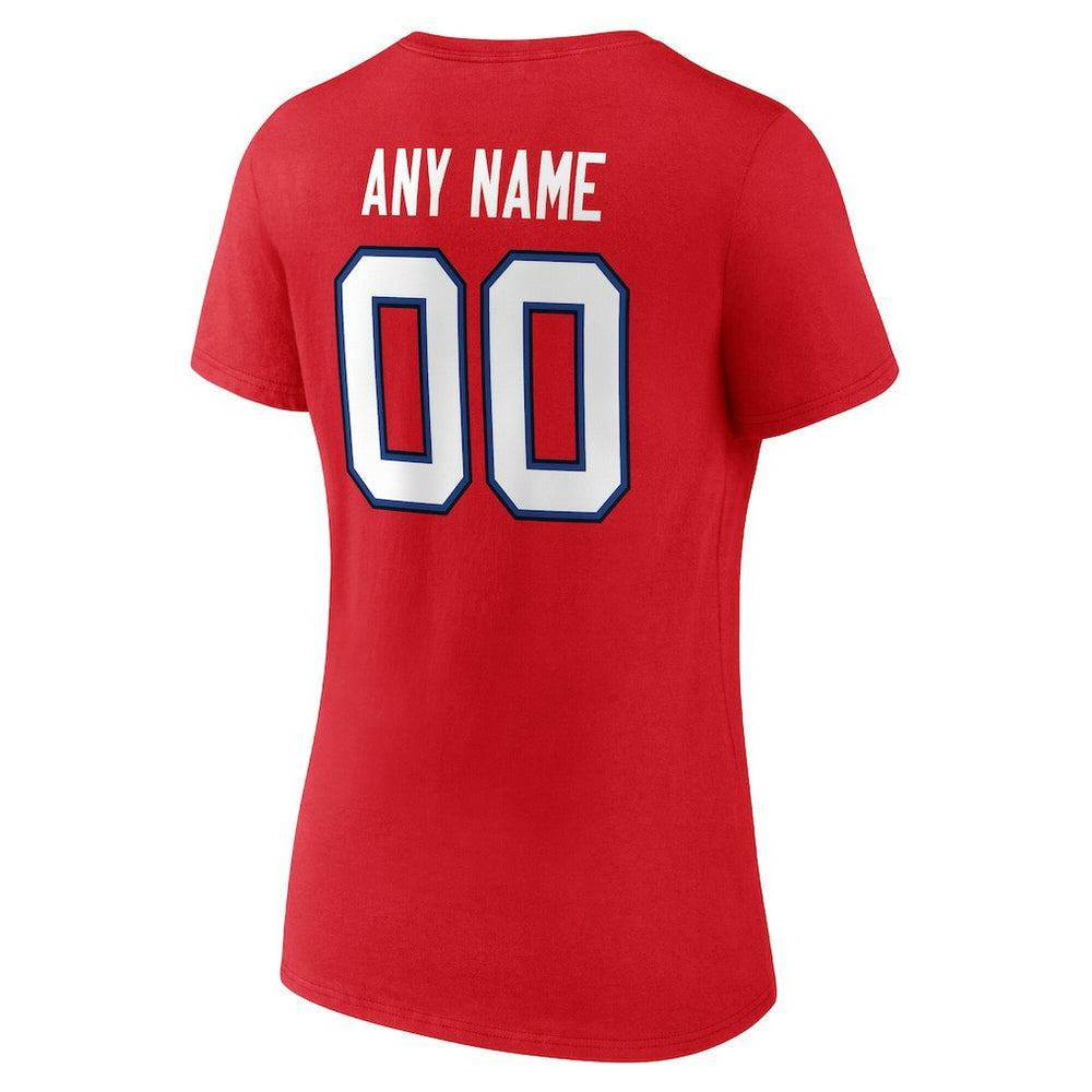 Buffalo Bills Women's Team Authentic Personalized Name & Number V-Neck T-Shirt Red | NFL