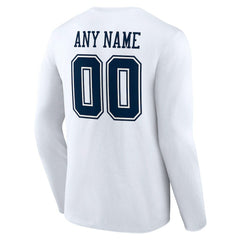 Dallas Cowboys Team Authentic Personalized Name & Number Long Sleeve T-Shirt White | NFL